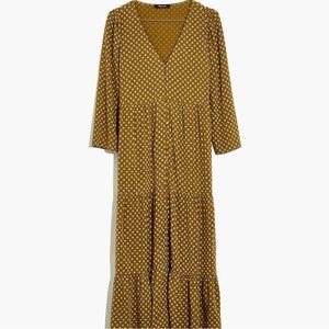Madewell Mustard Polka Dot Midi Dress